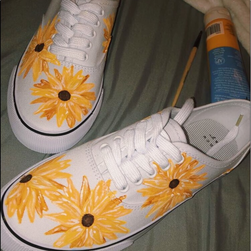 Hand Painted Sunflower Sneakers